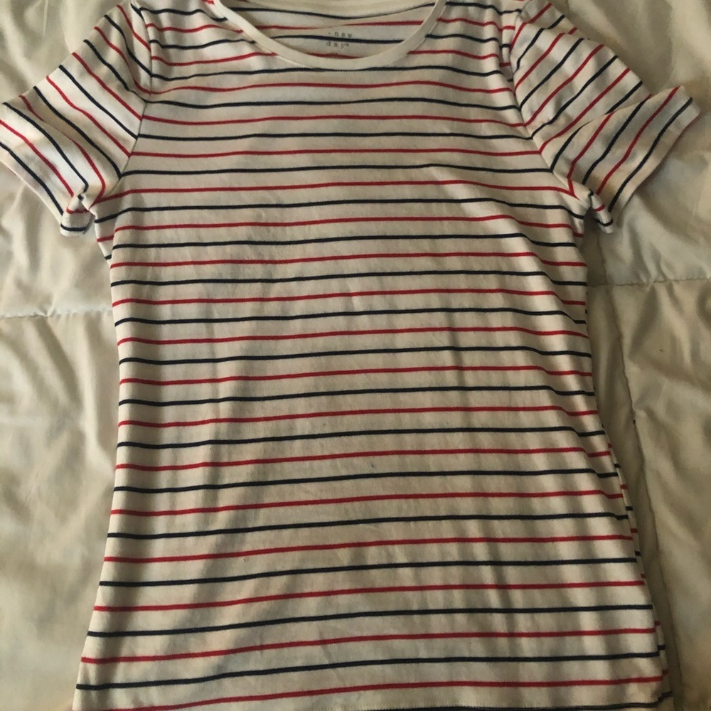 Red, white and blue striped shirt. Worn once